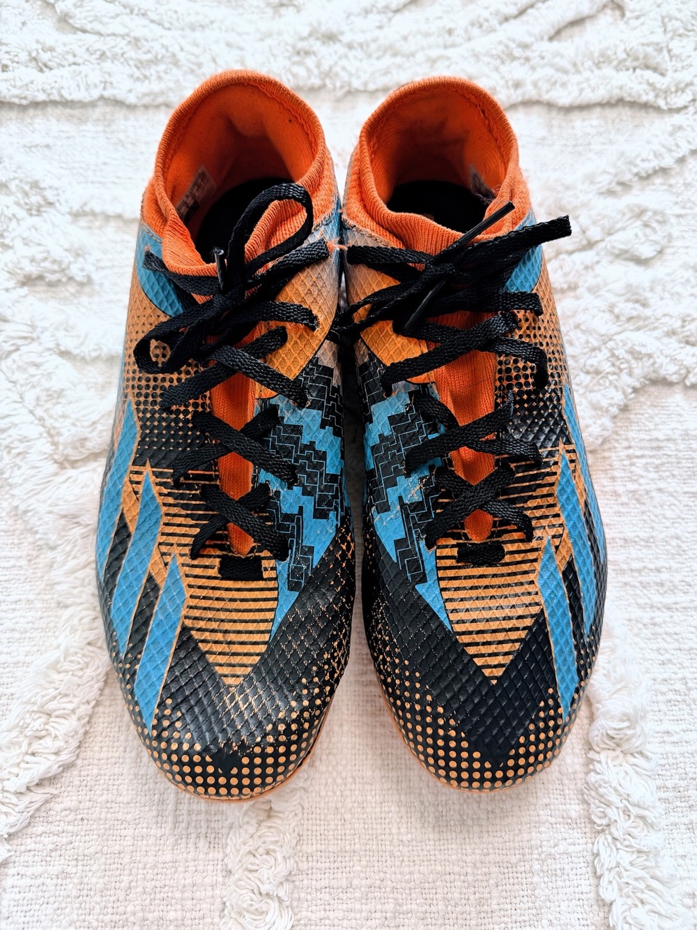 Adidas Messi Soccer Cleats Orange Blue Black Men's 5.5 Youth 5.5 FG